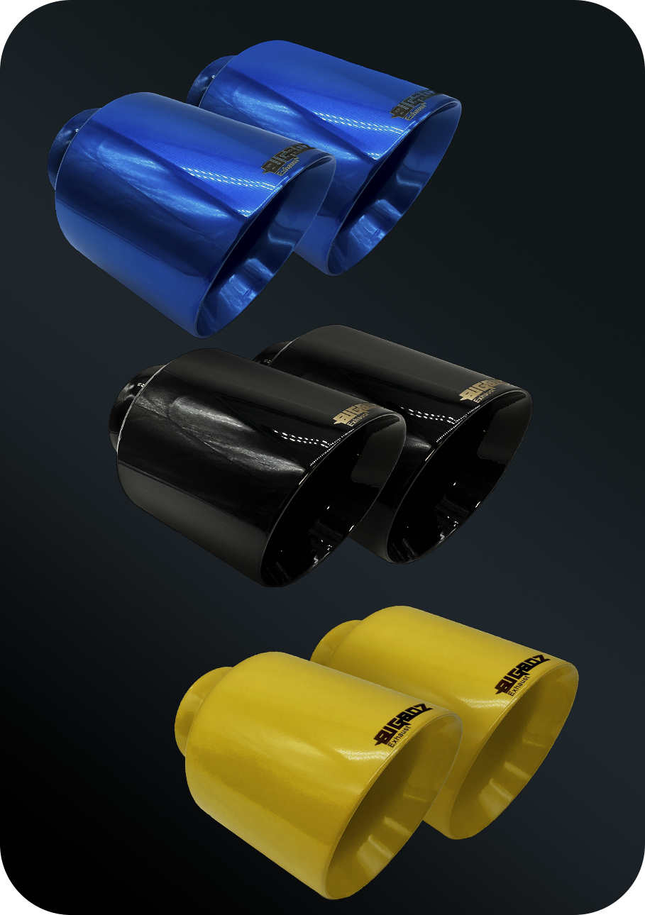 2.5 inlet Universal Exhaust Tip 4 Outlet Polished Double Wall Angle Cut 2.5 inlet Universal Exhaust Tip 4 Outlet Polished Double Wall Angle Cut